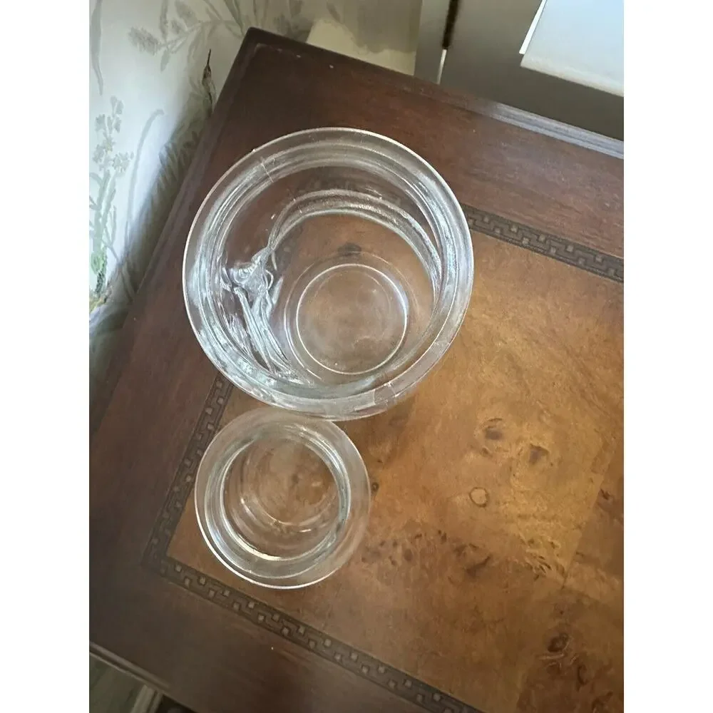 Vintage Libbey Glass Clear Snowman Jar with Lid Christmas Candy Jar